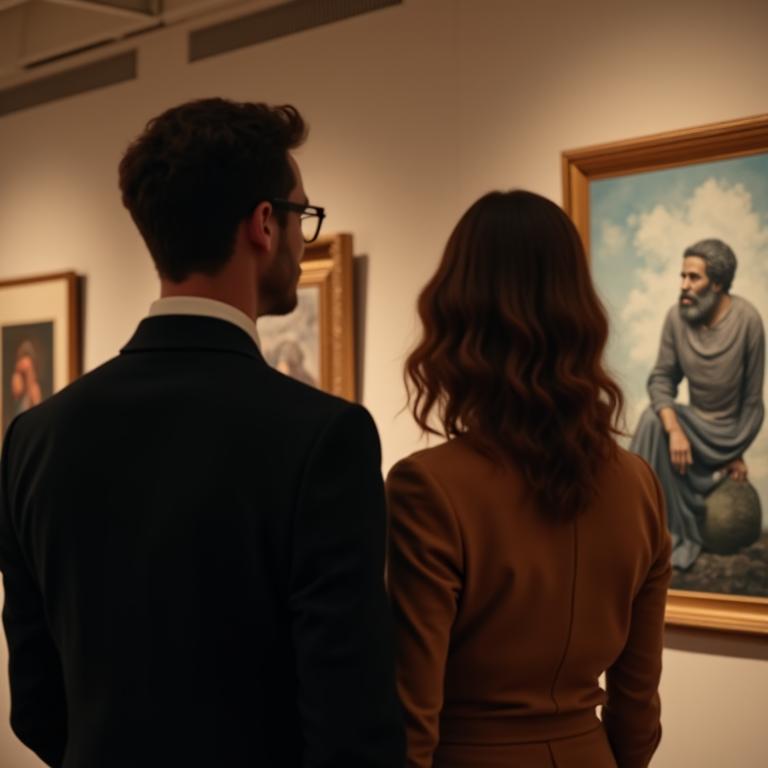 A couple enjoying a private art gallery tour