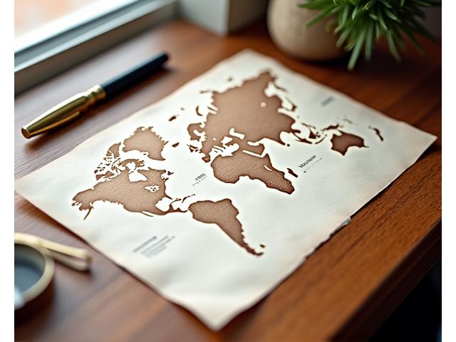 Elegantly designed abstract map with subtle lines and markers, suggesting travel planning