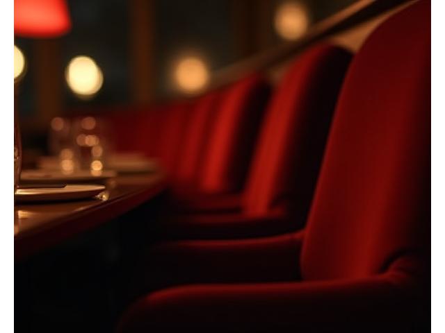 Subtle, sophisticated shot of a luxurious private theatre box or an exclusive high-end restaurant interior